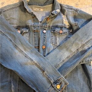 Refuge Light Blue Denim Jacket with Distressed Accents